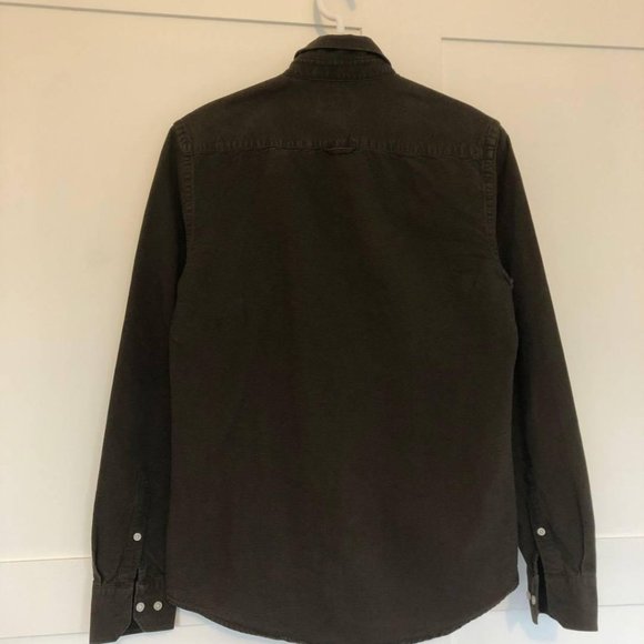 H&M Regular Fit Khaki Green Oxford Shirt - Picture 4 of 4